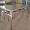 Bàn ghế inox 304 - Inox Bách Khoa bàn ghế inox 304 bàn có móc treo ghế nhà ăn công ty