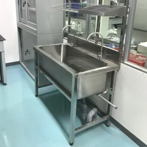 Bồn rửa dụng cụ y tế inox 304 dài 1m2 có kệ trên - inoxbachkhoa.vn