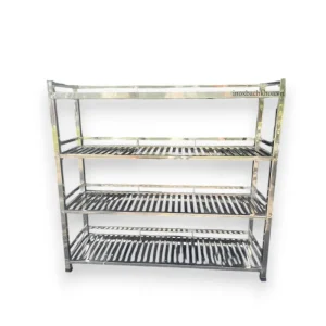 kệ inox 4 tầng hộp inox 304 dạng thanh ngang , thanh dọc