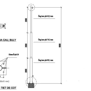 Bản vẽ cột cờ inox 6m