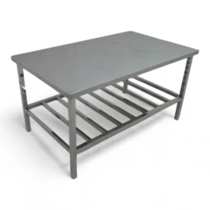 Bàn vuông inox cao cấp, thiết kế chắc chắn, mặt phẳng sáng bóng, có tầng để đồ tiện lợi, phù hợp nhà hàng, bếp ăn công nghiệp và gia đình - inoxbachkhoa.vn