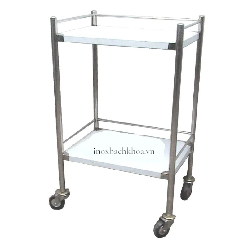 Xe đẩy dụng cụ y tế - Inox Bách Khoa xe đẩy 2 tầng inox y tế chuyên dùng trong bệnh viện, phòng khám, được thiết kế gọn nhẹ, dễ di chuyển - inoxbachkhoa.vn
