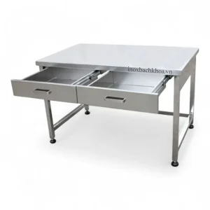 Bàn làm việc bằng inox 304 có 2 ngăn kéo