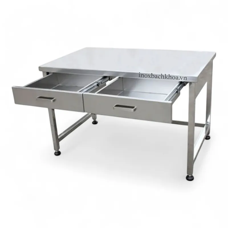 Bàn làm việc bằng inox 304 có 2 ngăn kéo