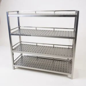 Kệ inox công nghiệp 4 tầng tấm đột lỗ chất lượng cao cho bếp nhà hàng khách sạn bệnh viện