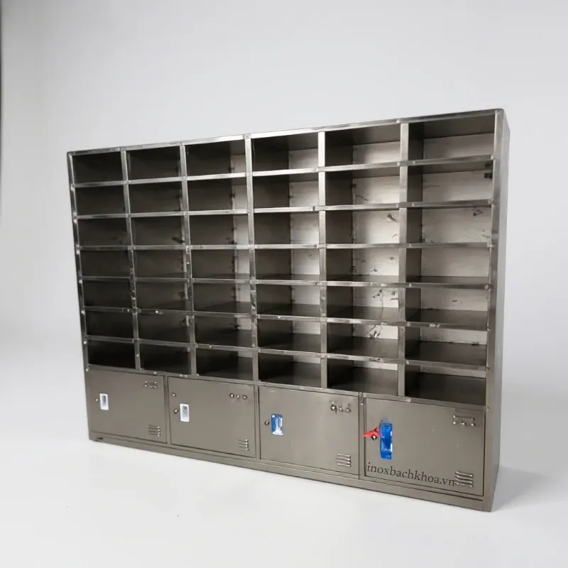 Tủ giày inox - Inox Bách Khoa tủ giày dép inox dùng cho nhà máy xí nghiệp vật liệu inox 304 , cho phòng sạch