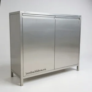 Tủ inox 2 cánh công nghiệp - Inox 304, chân cao 15cm, phù hợp nhà máy & xí nghiệp