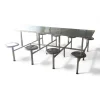 Bàn ăn công nghiệp inox 8 chỗ inox 304 liền ghế chất lượng cao