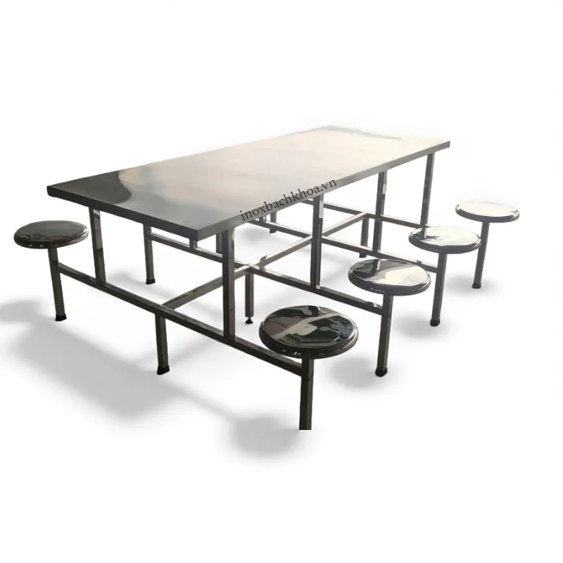 Bàn ăn công nghiệp inox 8 chỗ - Inox Bách Khoa Bàn ăn công nghiệp inox 8 chỗ - Ảnh 2