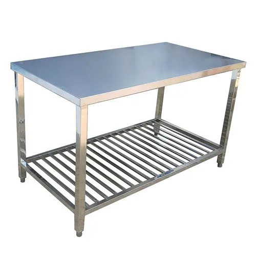 Bàn inox có kệ nan dưới