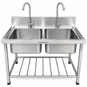 inox bách khoa sản xuất bồn rửa chén 2 ngăn inox 304