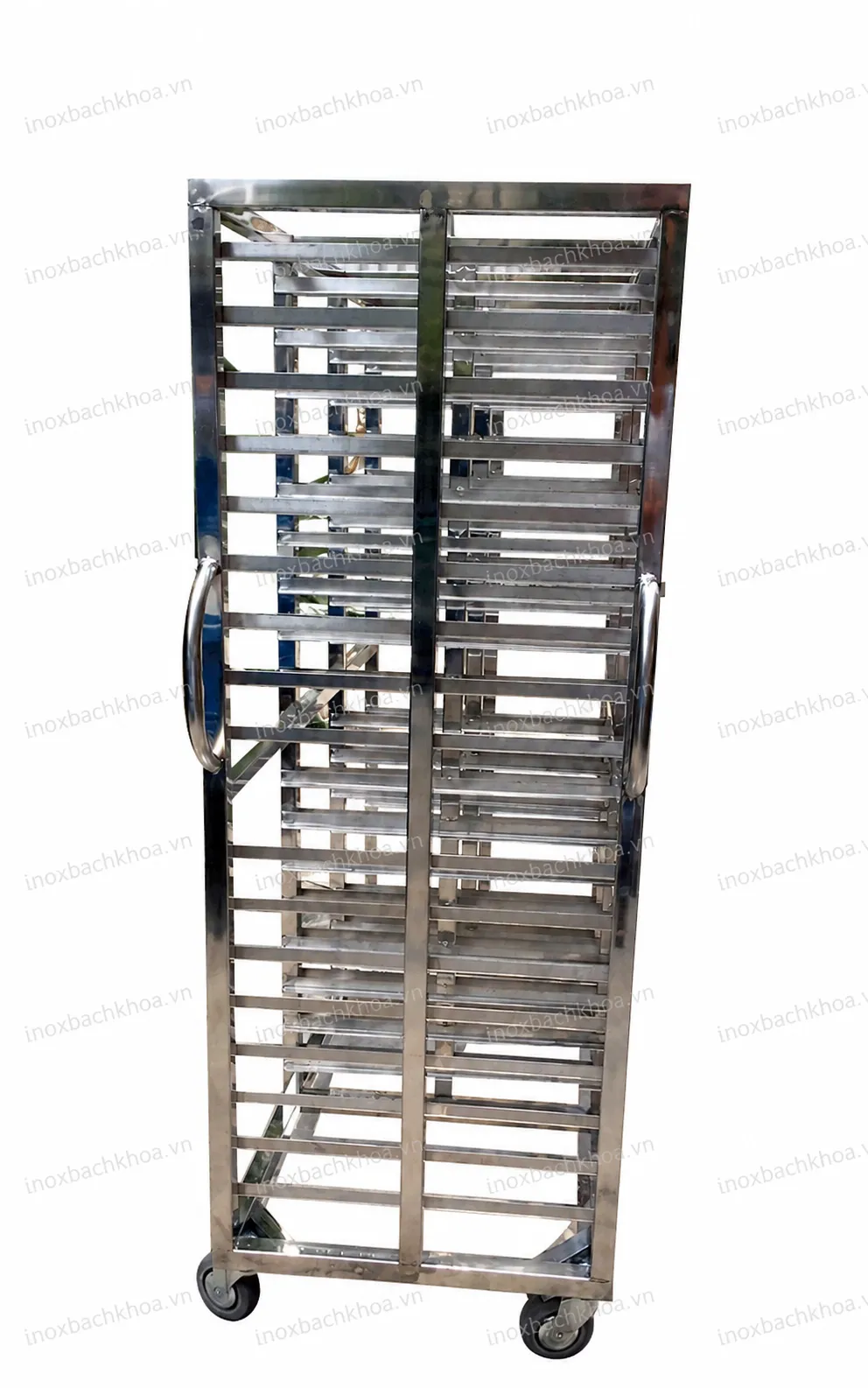 Xe đẩy khay - Inox Bách Khoa Mặt bên xe đẩy khay