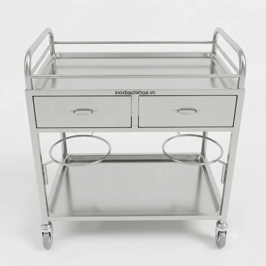 Xe đẩy dụng cụ y tế - Inox Bách Khoa Xe tiêm y tế